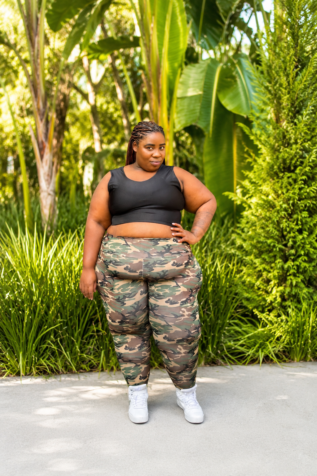 Active CurveFit Green Long Camo Tights