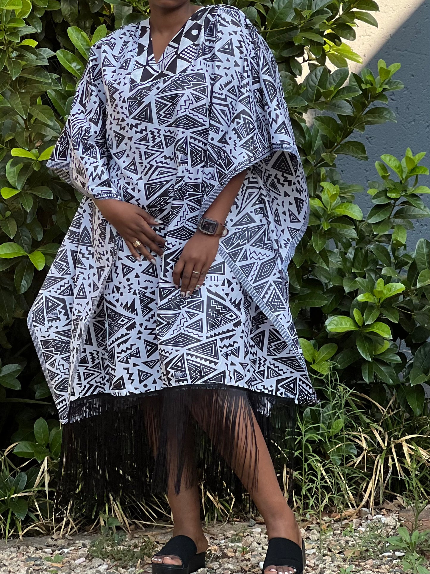 Paper tribal caftan dress