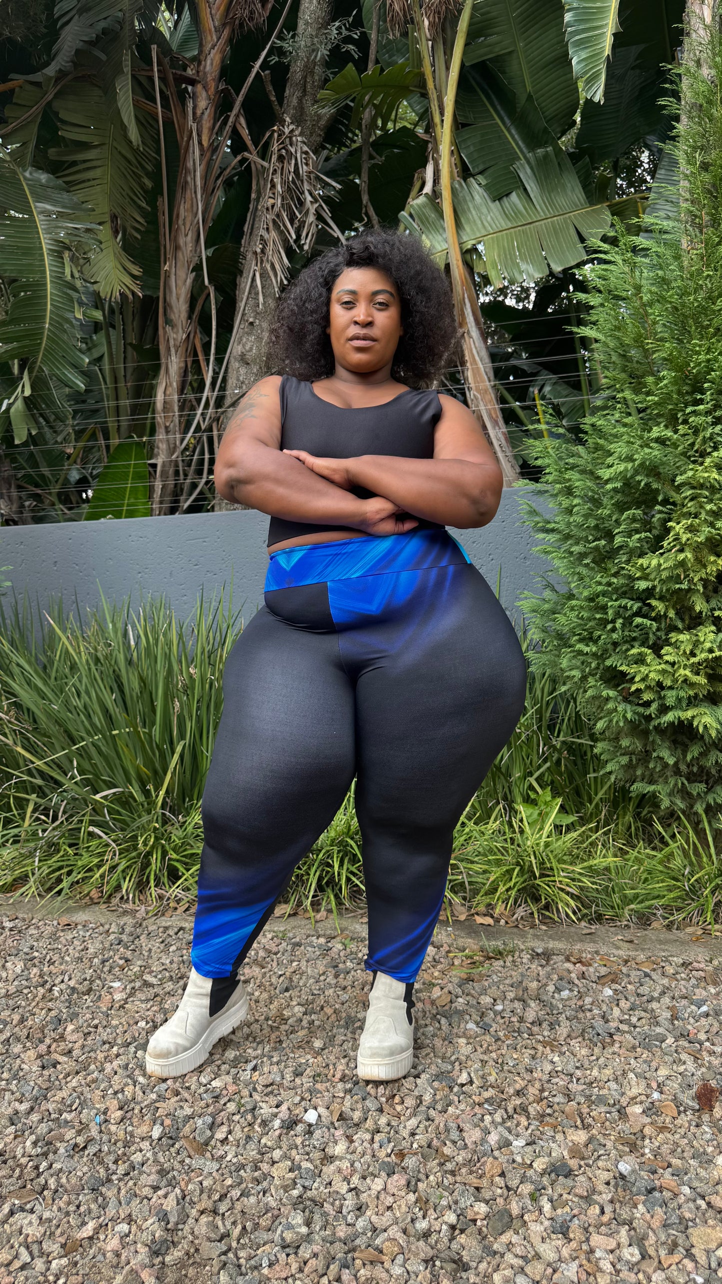 Active CurveFit Jet Black and Blue Long Tights