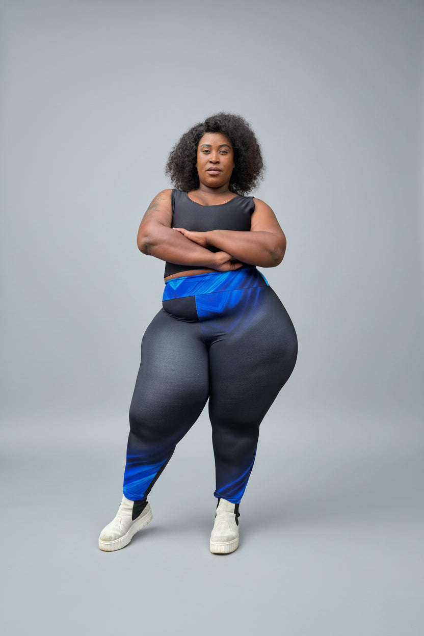 Active CurveFit Jet Black and Blue Long Tights