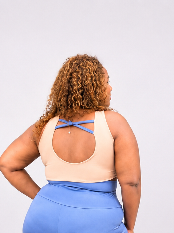 Active CurveFit Nude and Slate Blue Crop Vest