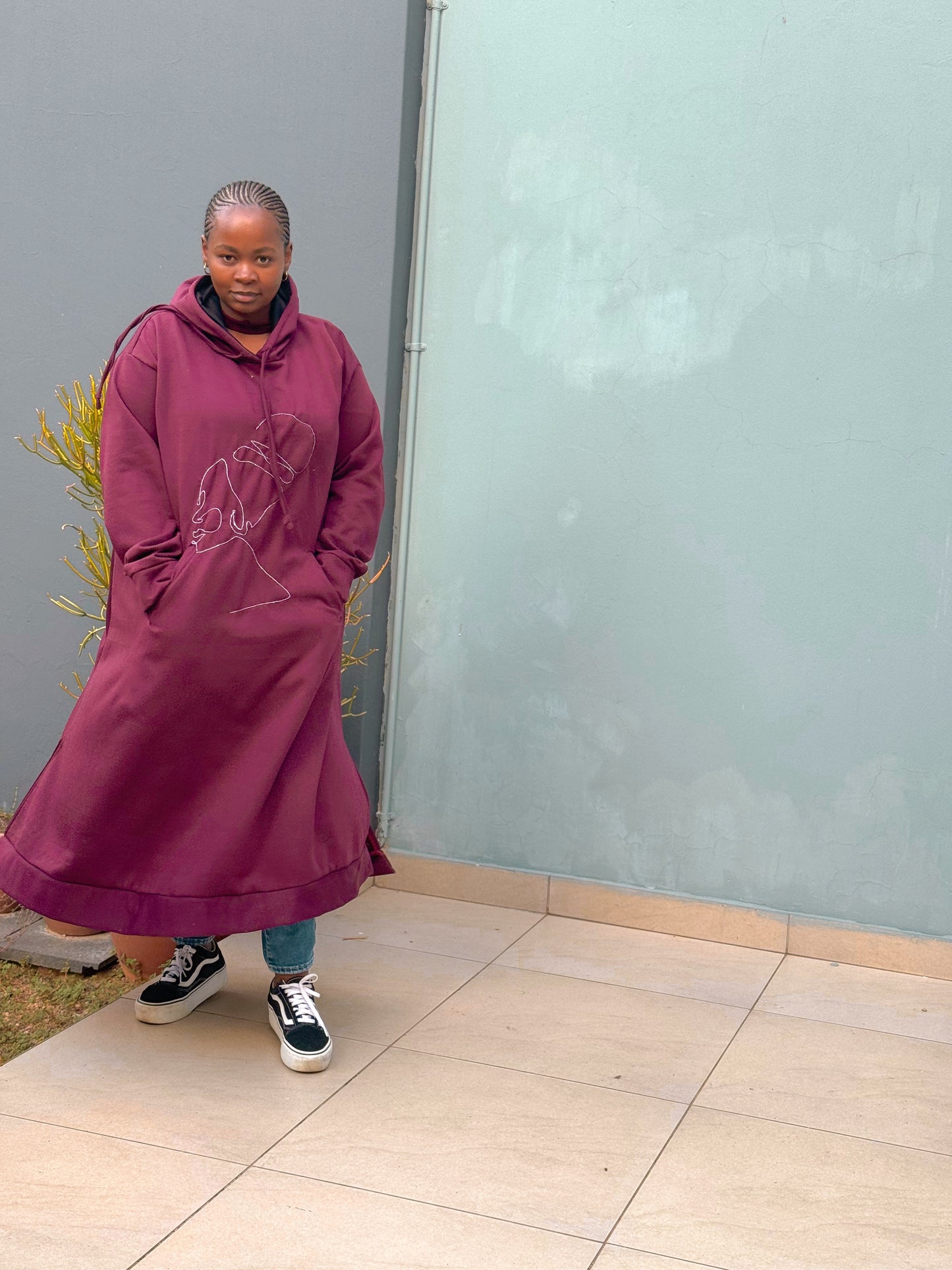 Winter warm hoodie dress