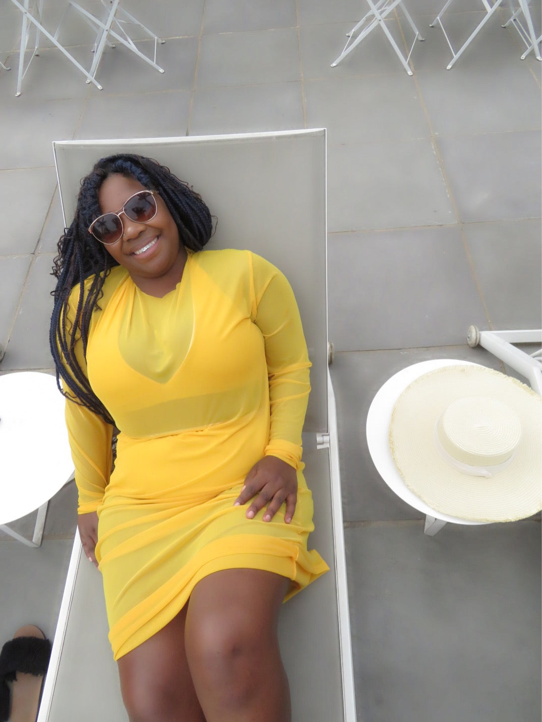 Midi mesh dress cover up yellow