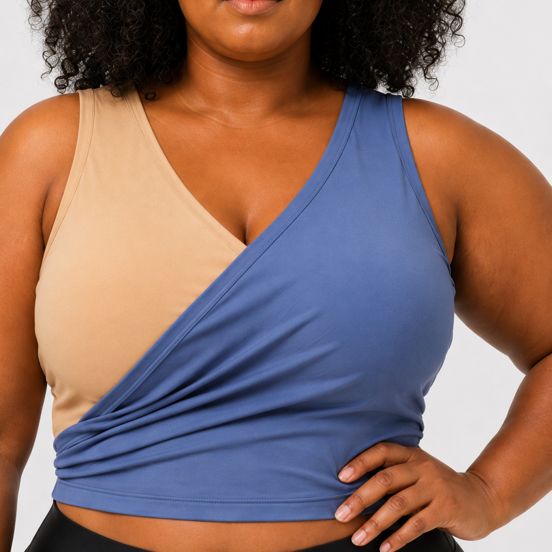 Active CurveFit Nude and Slate Blue Crop Vest