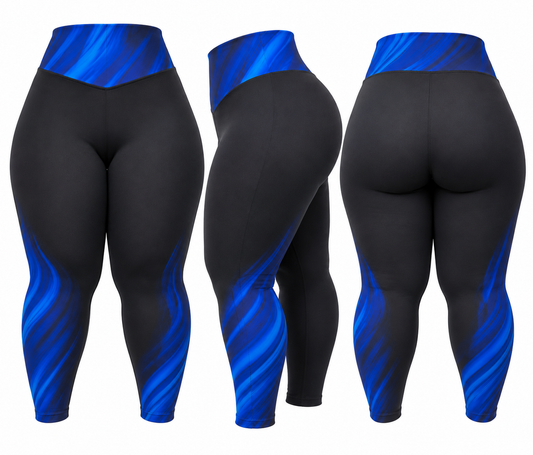 Active CurveFit Jet Black and Blue Long Tights