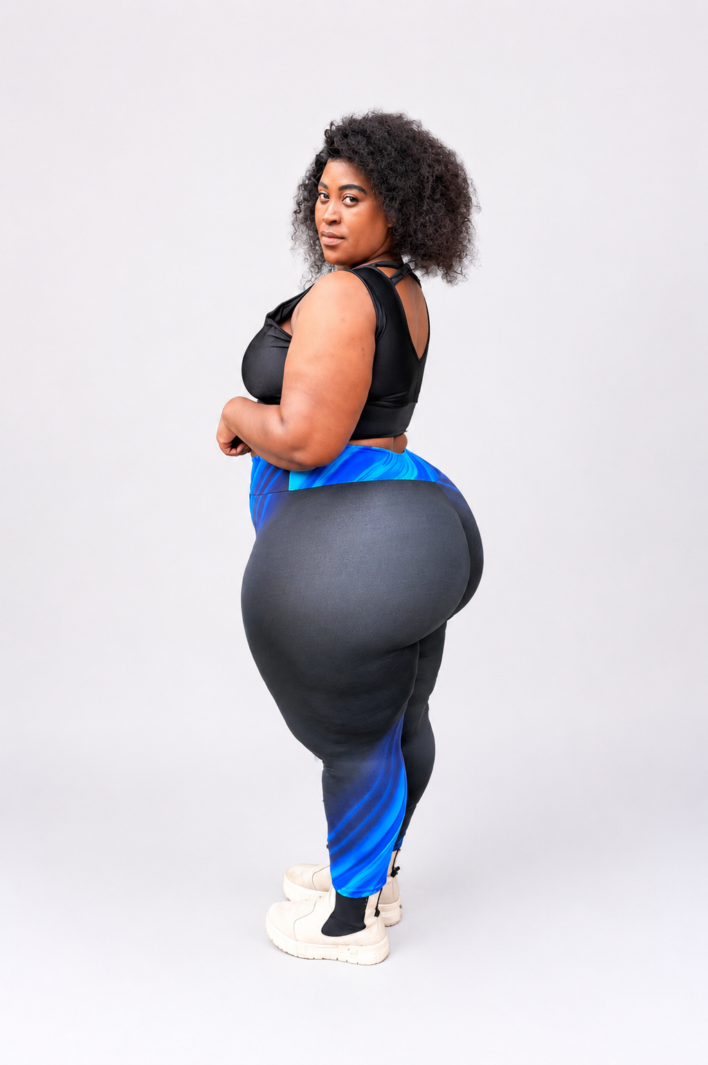 Active CurveFit Jet Black and Blue Long Tights