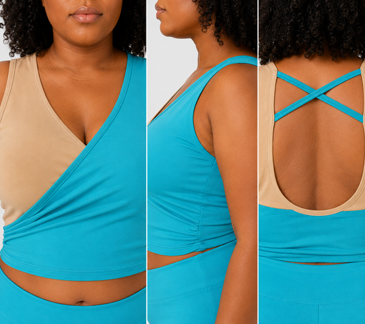 Active CurveFit Turquoise and Nude Crop Vest