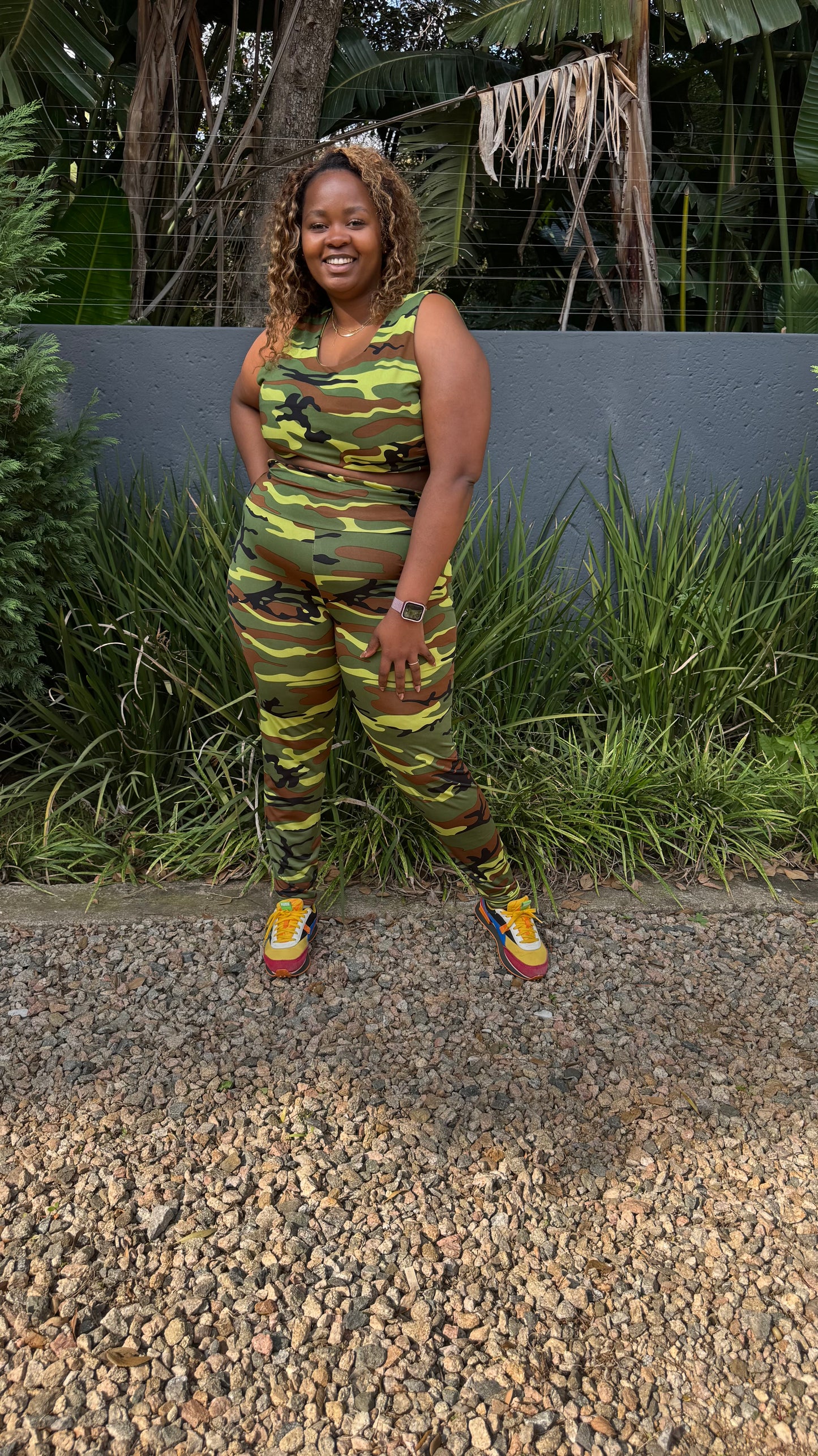 Active CurveFit Classic Green Long Camo Tights