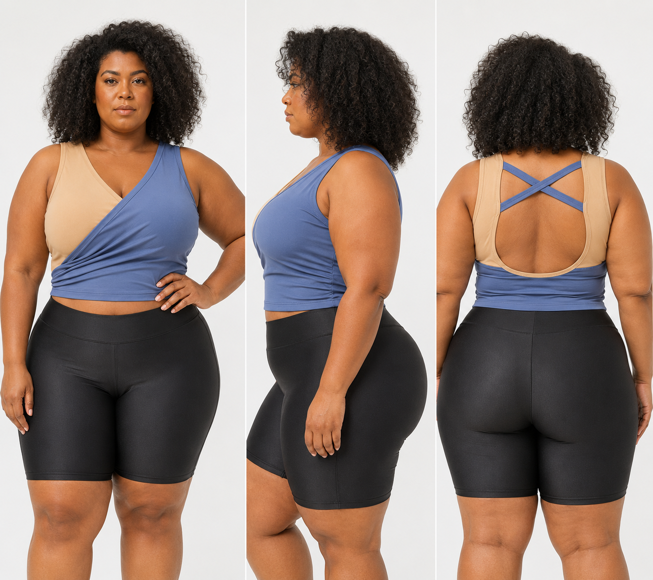 Active CurveFit Nude and Slate Blue Crop Vest
